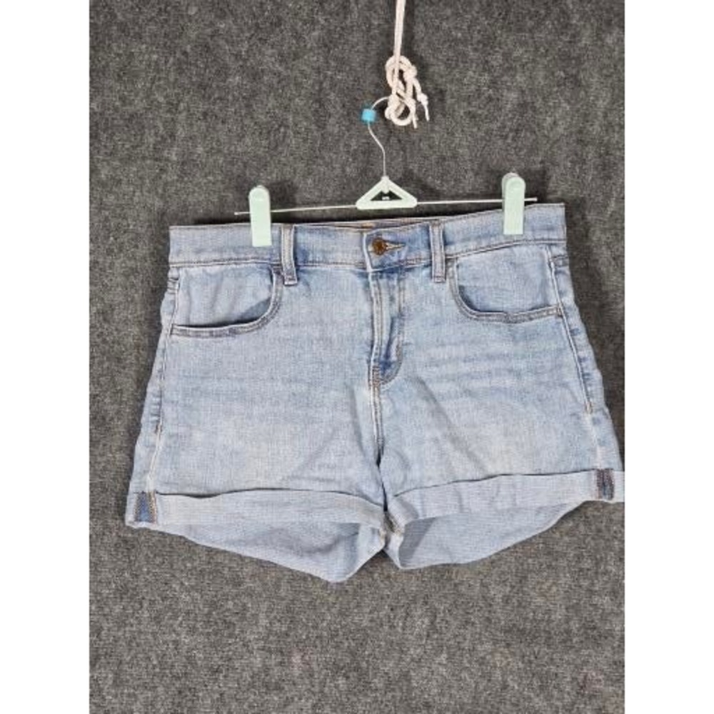 Old Navy Womens Light Wash Cuffed Denim‎ Shorts Size 6 Mid Rise Stretch Blue